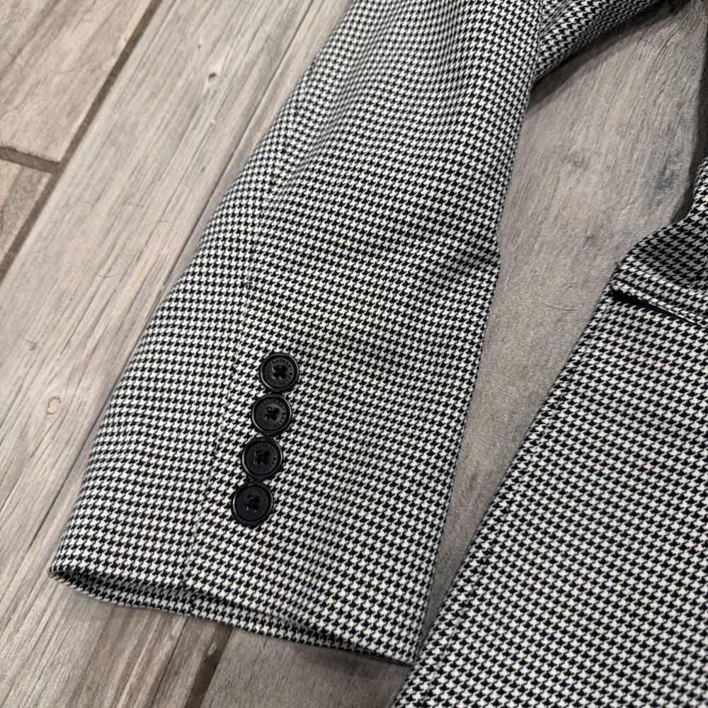 Lauren Ralph Lauren Houndstooth Two Button Blazer Jacket Black & White Size 12 - Picture 4 of 9